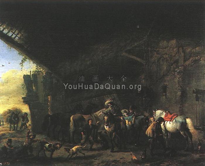 Scene in front of an Inn - 菲利普斯·沃夫曼